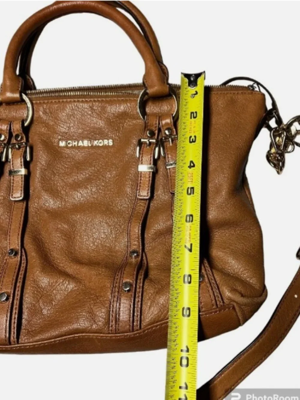 MICHAEL KORS BEDFORD COGNAC LEATHER SHOULDER BAG